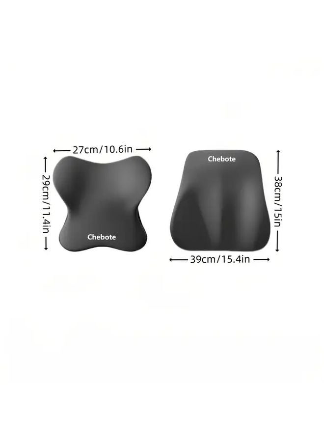 Black Car Seat Cushion Set with Adjustable Lumbar Pillow and U Shaped Neck Support - Image 2